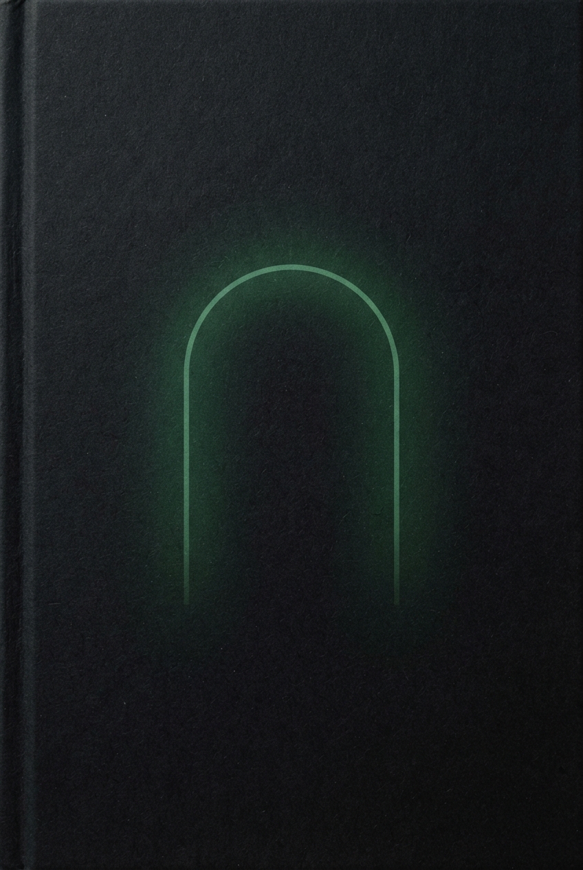 Dark textured cover with a glowing green rounded arch outline centered on it.